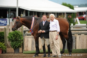   Scott Stewart and Concept are honored as Grand Hunter Champions by Lake Placid Horse Show Chairman Richard Feldman