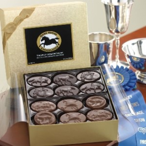 This magnificent assortment is complete with both milk and dark chocolates from Dark Horse Chocolates English and Hunt collections. It is easy to pick your favorite from this presentation of unfoiled chocolates!