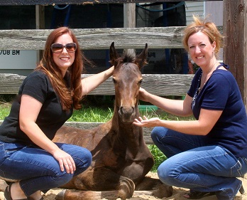 Jessica Stallings and Jennifer DesRoche with foal