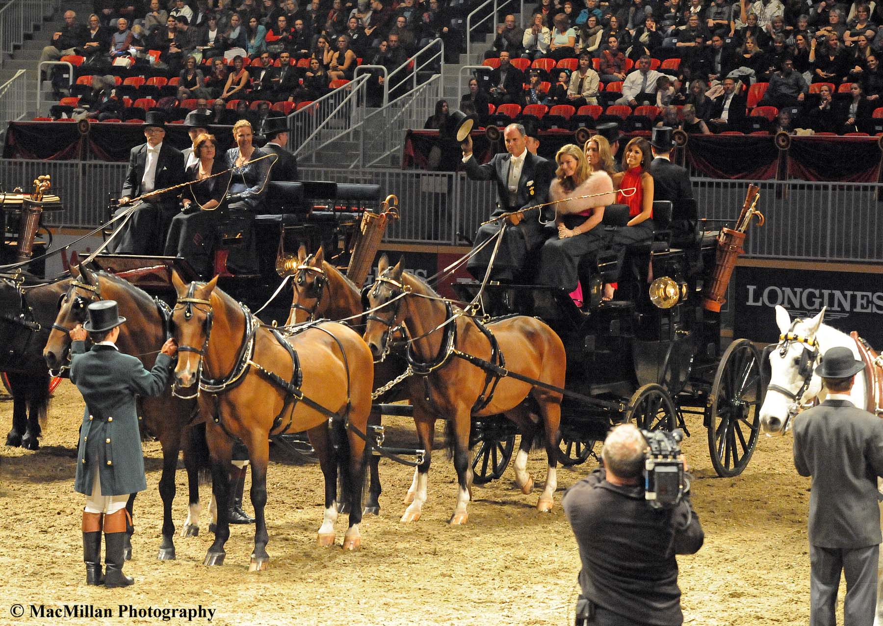 Photo 28 - The antique coach and team of Dutch harness horses owned by Hillcroft Farm and James and Misdee Miller of Paris, Kentucky, won the Green Meadow Four-In-Hand Appointments class on the final Friday of the Royal. Photo by Kim MacMillan/MacMillan 