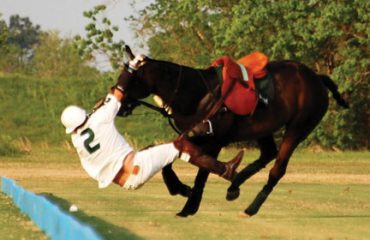 Bryan Middleton takes a spill in the Houston Polo Clubs Governors Cup