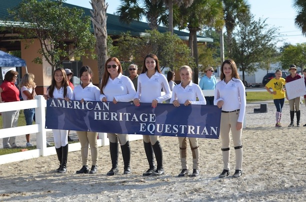 The American Heritage Equestrian Team shows off their school pride at an IEA show. Photo by Cindy Screnci