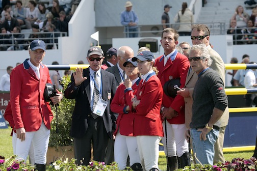 George and his U.S. team during the course walk at the 2011 FEI Nations Cup in La Baule, France. Photo by PhelpsSports.com 