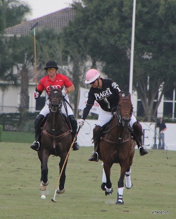 Husband and wife, Marc and Melissa, battle it out on the polo field. Photo by Alan Fabricant 