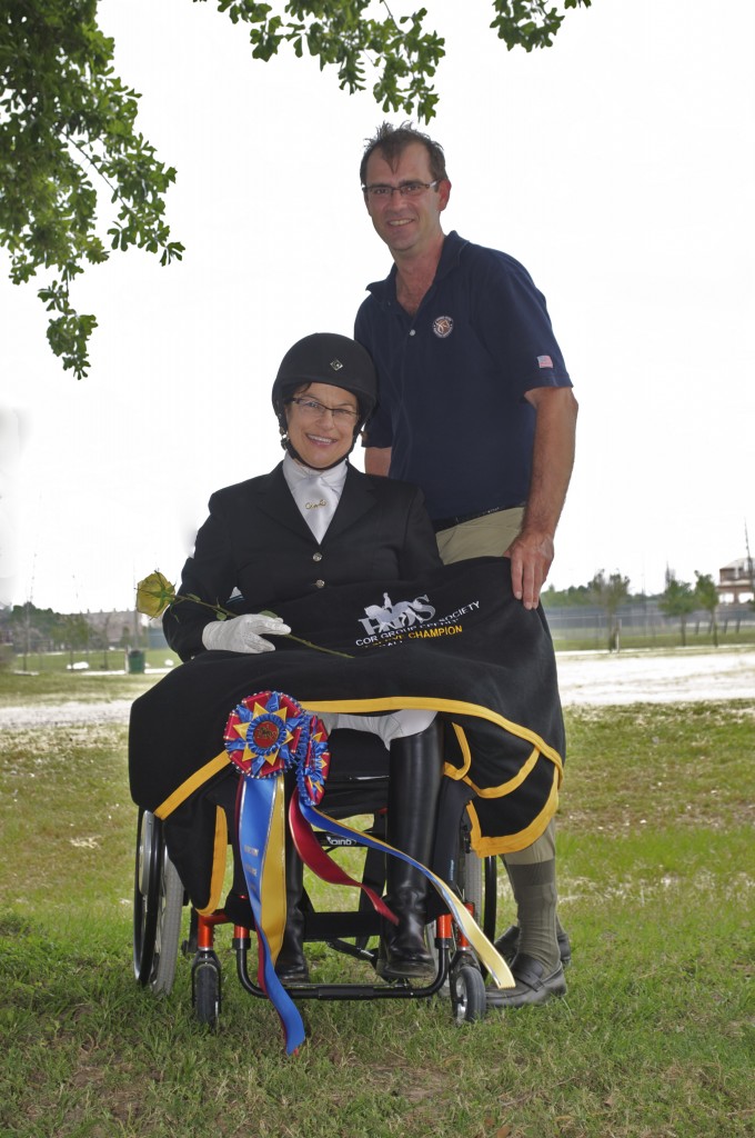 Donna and her London Paralympic coach Wes Dunham in 2012. Donna was the top Grade Ia rider in 2012 for the USA.