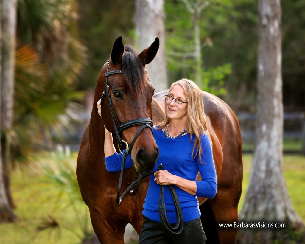 Professional musician, concert clarinetist and dressage rider Jean Kopperud with Hanno.