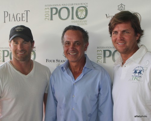Brandon Phillips, left, Carlos and Luis Escabar at a polo luncheon at the beginning of the 2013 polo season. Photo by Alan Fabricant, www.alfabphoto.com  