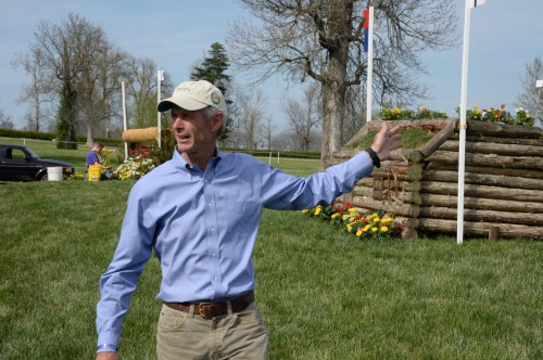 Course designer Derek di Grazia, one of the selectors for the U.S. Eventing Team squad for Normandy, on course at the Kentucky Horse Park at Rolex Kentucky, April 2014, which was a selection trial for Normandy.  Photo by Diana De Rosa 