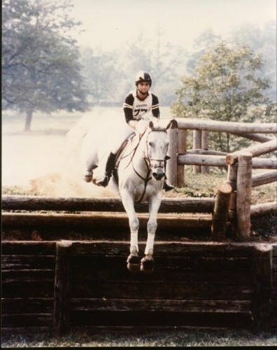 Gray and Kim jumping the Lexington Bank during the filming of the movie, Sylvester. “The movie was shot during the summer of 1984, and I was asked to do the double work for Melissa Gilbert for the filming done at the Kentucky Horse Park,” Kim said. “Wherever you don’t see Melissa’s face, it’s me. Gray did all the shots where the cameraman hid inside the jump and filmed the horse going over. Gray was so careful in those instances!” Photo by Mary Phelps