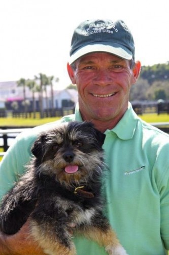 Bruce with his beloved Chumley, adopted from Danny and Ron’s Rescue.
