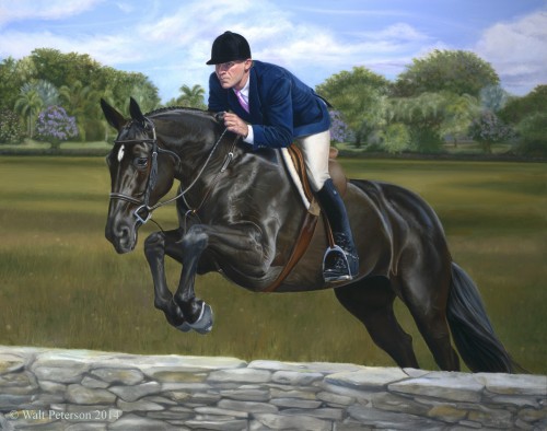 Bruce commissioned artist Walt Peterson to paint a portrait of Bruce riding Hello Kitty. Photo courtesy of Walt Peterson, waltpetersonfineart.com