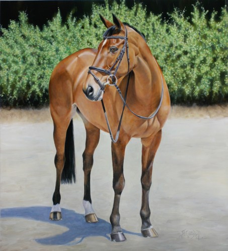 Artist Sharon Campbell painted a portrait of Connaught, Bruce’s three-day eventing horse that was on the 2008 Olympic Three-Day team and ridden by Phillip Dutton. Photo courtesy of Sharon Campbell, sharoncampbell.com