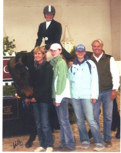 Megan Udelson aboard Betty Weibel's Green Hunter Luminaire. From the left: Betty, daughter Claire Weibel, Melissa Murphy and Scott Williamson. Photo by Anne Gittins