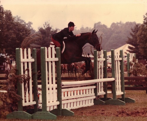 Bety showing at the Chagrin Valley PHA Horse Show in amateur hunters in 1981 on Darkroom on Wheels. Photo by Judy Buck 