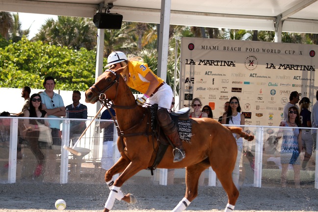 Kerstie takes part in the beach polo action. (Photo by Sheryel Aschfort, The Polo Papparazzi)