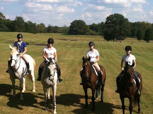 Lauren Blacker (second from left) at a weekend clinic in Virginia with a few of the Dana Hall riders. (Photo by Steven Kaplan)