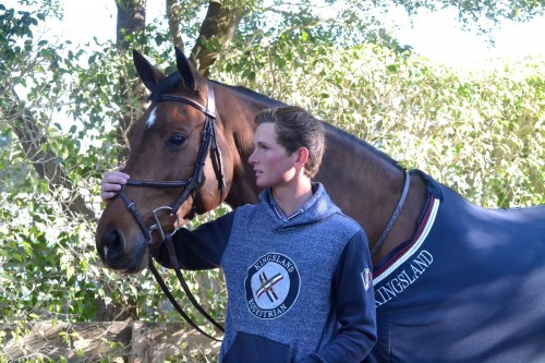 Spencer wearing Kingsland equestrian apparel.