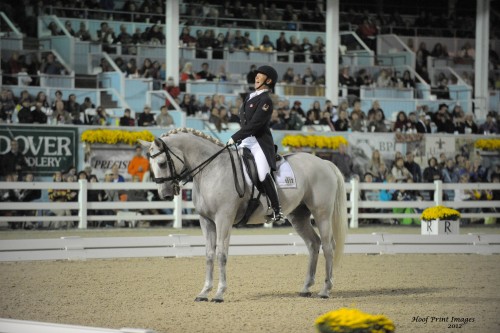 Jacqueline Brooks celebrates while competing at Devon. Photo by Hoof Print Images
