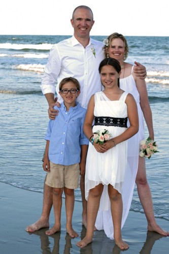 Kristin’s wedding! With husband Matt and step-children Ashlyn and Lincoln. Photo courtesy of Kristin Crosland