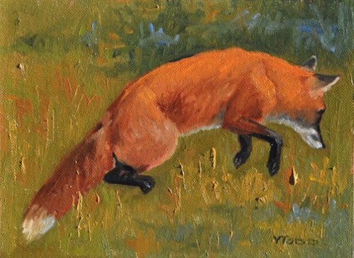 Mousing Fox, 6’ x 8”, Oil on board, Private Collection