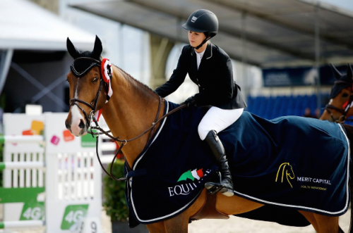 Meagan and Vesuvius after a great win in the 2* Final in Antwerp.  Photo by Noelle Floyd