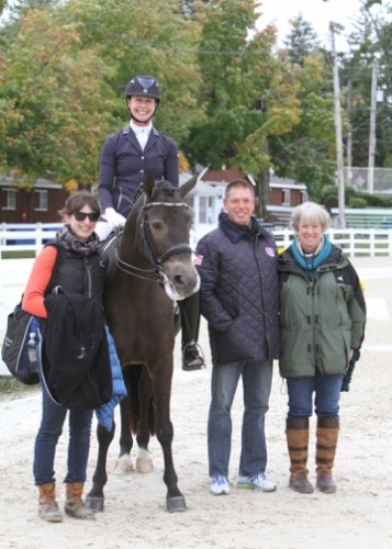 Team Tate: left to right, groom Marina Lemay, JJ and Gideon, JJ’s coach Scott Hassler and breeder and owner Pam Liddell.