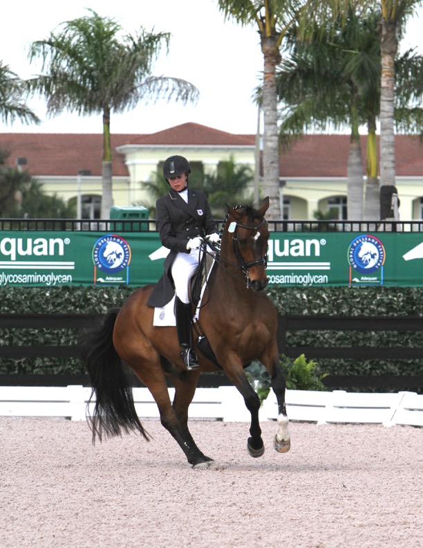 Competing at the Global Dressage Festival in Wellington: Kaitlin and Daverden. Photo by Richard Malmgren, RBM Photography 