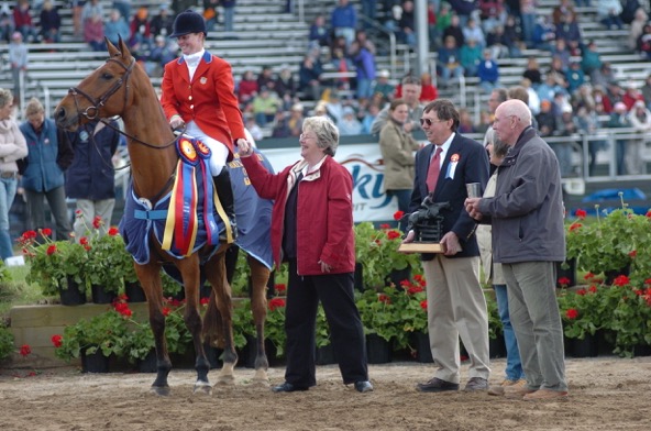 Kim Severson with the breeders of Winsome Adante, an English Thoroughbred, during the awards ceremony at Rolex. At the 2004 Athens Olympics, Kim won the individual silver medal and team bronze with Winsome Adante, known as Dan. Photo by Michelle C. Dunn 
