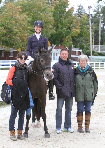 Team Tate: left to right, groom Marina Lemay, JJ and Gideon, JJ’s coach Scott Hassler and breeder and owner Pam Liddell.