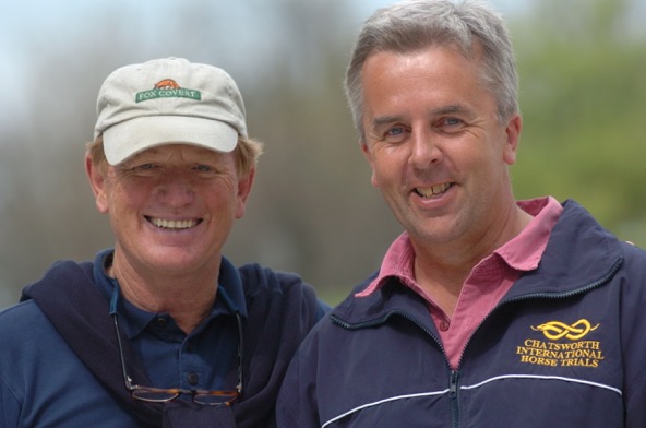 Jim Wofford, left, with Olympic cross-country course designer Mike Etherington-Smith. For the riders who make it to the Olympics, Jim said, “It’s a very narrow window to step through, and when you do, you step through to another world.” Photo by Michelle C. Dunn