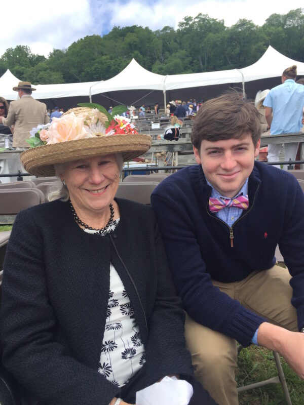 Sissie and her grandson Mack Anderton, her late husband’s namesake, at the Iroquois Steeplechase in May.  Photo by Michelle Anderton