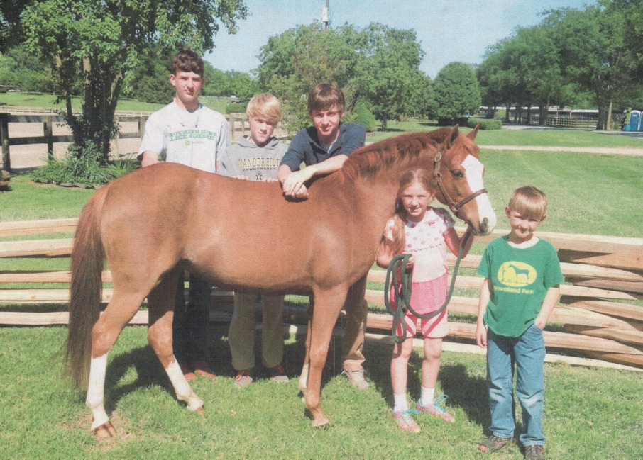 Sissie’s grandchildren with Brownland’s Miss Kimmy in 2013. Photo by Michelle Anderton