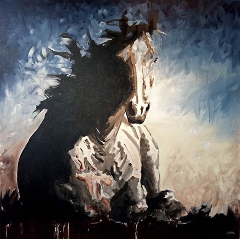 Air — 48” x 48” India ink and acrylic on canvas, private collection.