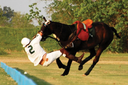 Bryan Middleton takes a spill in the Houston Polo Clubs Governors Cup