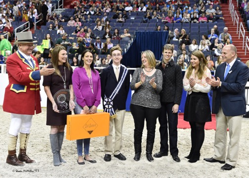 Bailey being presented with the WIHS Laura Pickett Trophy. Photo by Shawn McMillen Photography