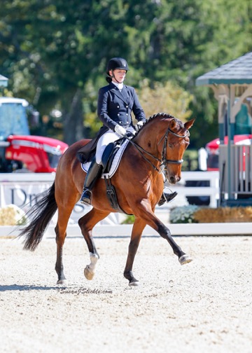 Zania, by Sir Sinclair, and rider Jami Kment won the GAIG/USDF Region IV Intermediaire II Championship.  Photo by Susan J. Stickle