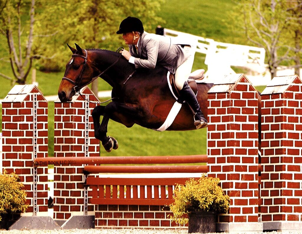 Mark and Riviera competing in the adult hunters at the Old Salem Farm Horse show. 