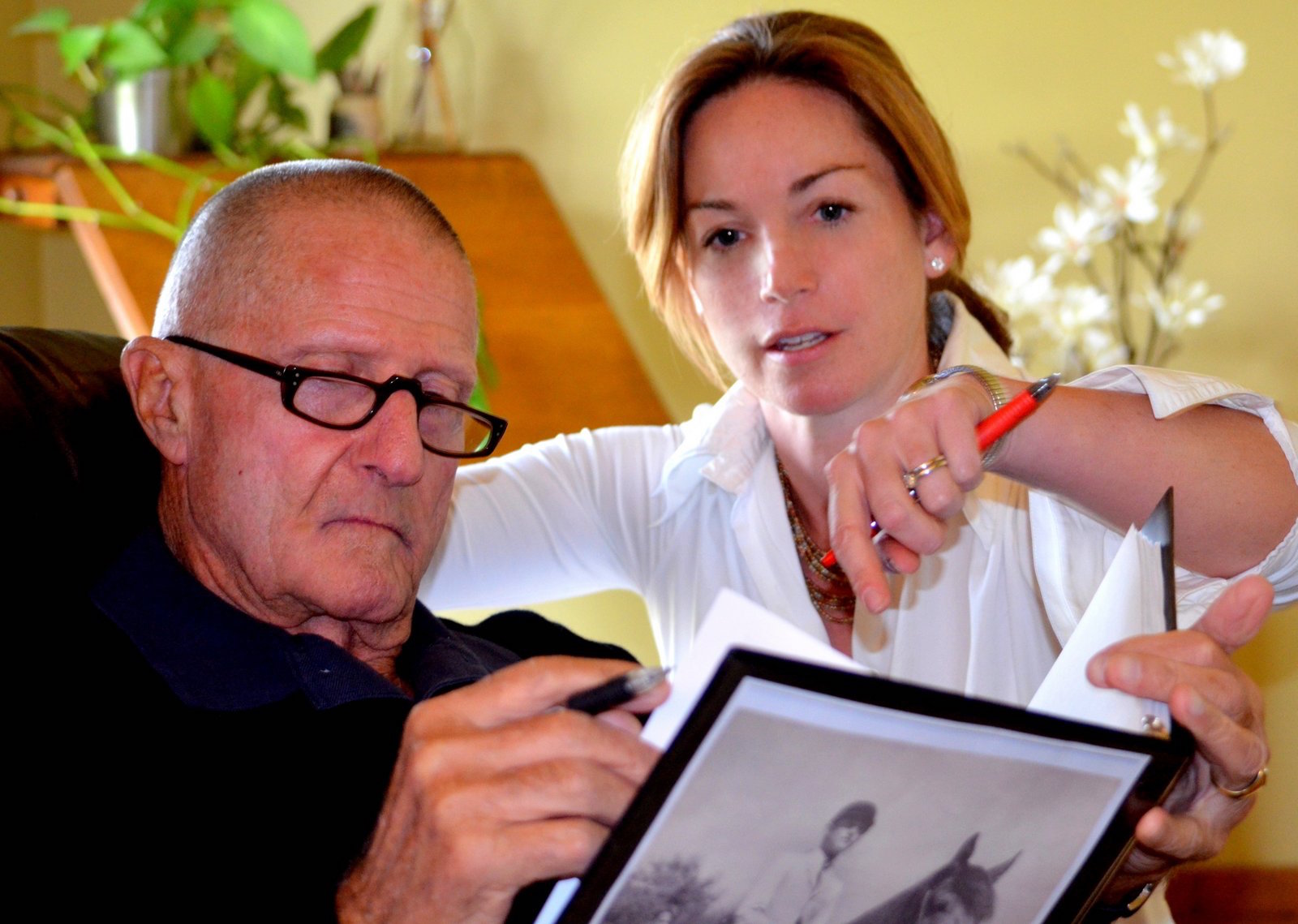 Karen and George working on the first draft of UNRELENTING in Karen’s home office outside of Sisters, Oregon, in 2014. Photo by Barbara Dudley
