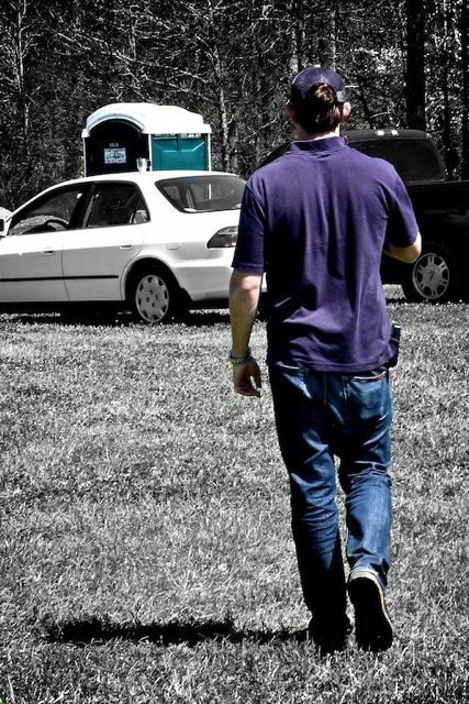 Timothy heads home after a long show day as a horse hubby.