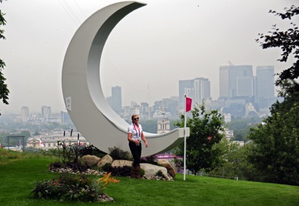 Making it to the Olympics is a dream come true, but also a demanding journey. United States eventer Karen O’Connor, a five-time Olympian for the United States, poses at the Moon jump at the 2012 Olympic Games with London as a backdrop. Photo by Kim MacMillan/MacMillan Photography