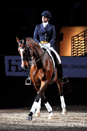 Missy Fladland performing a halfpass during the World Cup. The FEI World Cup™ Dressage Final was first held in 1986 and features the world's best dressage horses and riders.