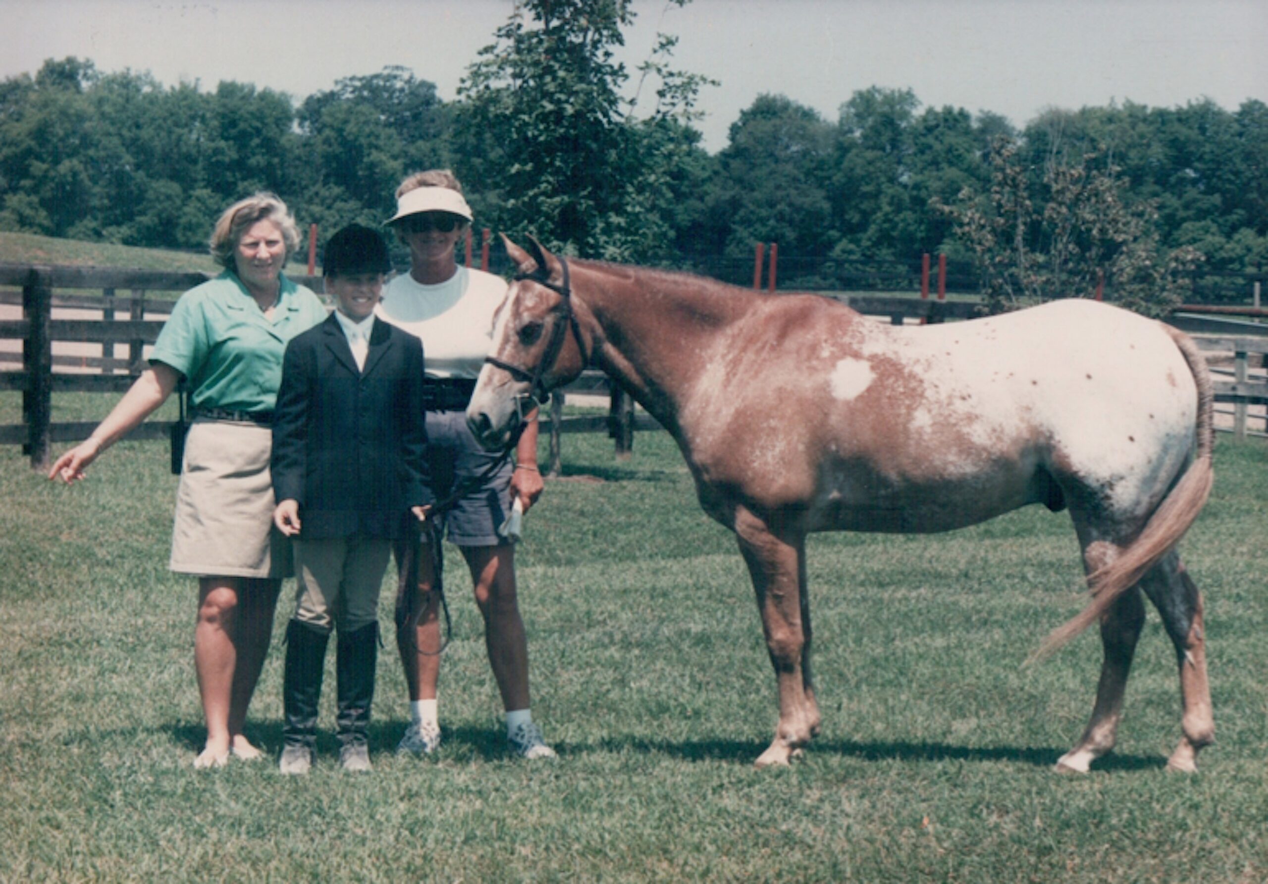 Sissie with Sue Ashe and pony rider, Jonathan Lambert, on Tippy Canoe Photo by Phyllis Pennington