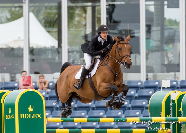 Wesley and her top mount, Evita van de Veldbalie, competing at the Winter Equestrian Festival in Wellington, Florida. Photo by Starting Gate Communications