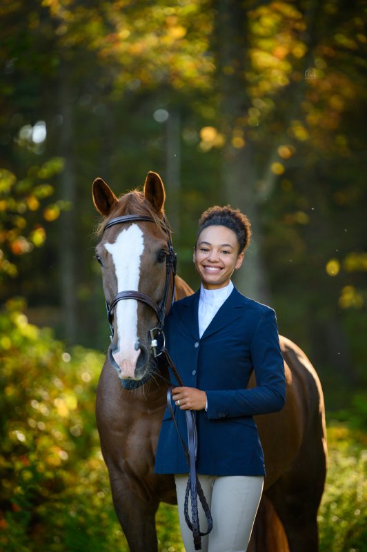 Kassandra with her horse BRF Rockwell, aka Norman. ExtraAriana and Kassandra believe success follows happy horses.