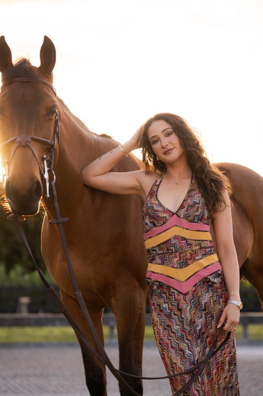 Gaby with her main horse, Maharees Rock, aka Rocky, owned by Lumiere Horses Inc.
