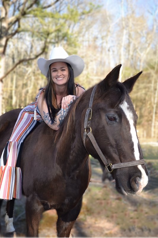 Sydney and Bertha, a mare who reminded Sydney of her beloved first horse, Belle.