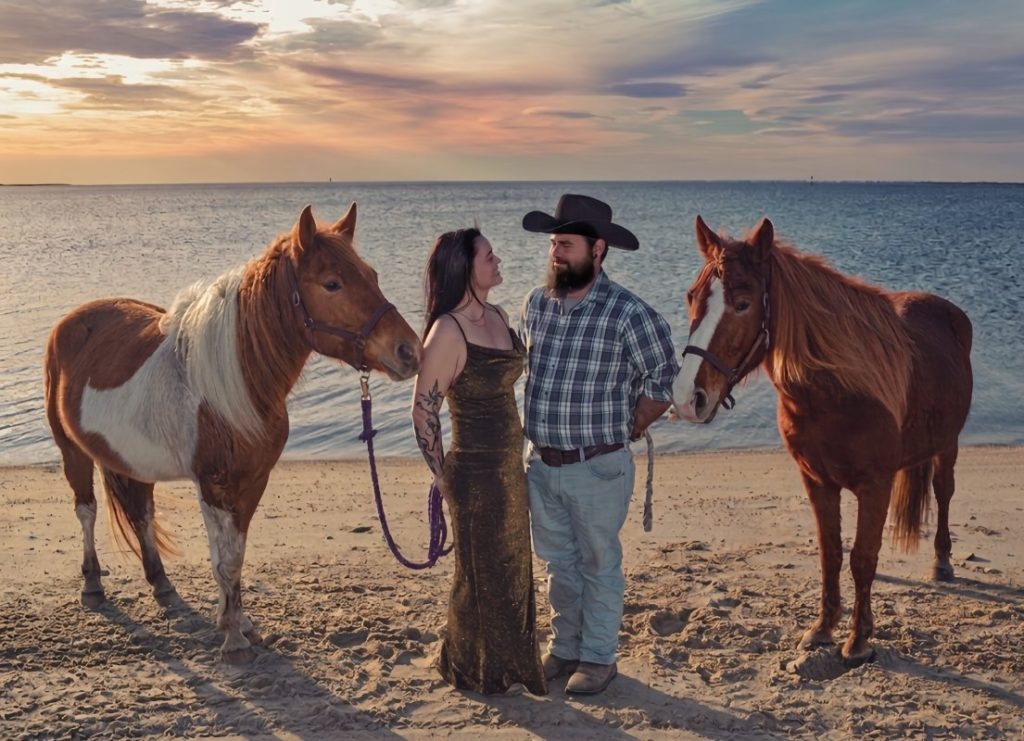 Sydney and her husband, Ramsey Rivera, with Curly Fry Extra Salty and Cassie Irene.