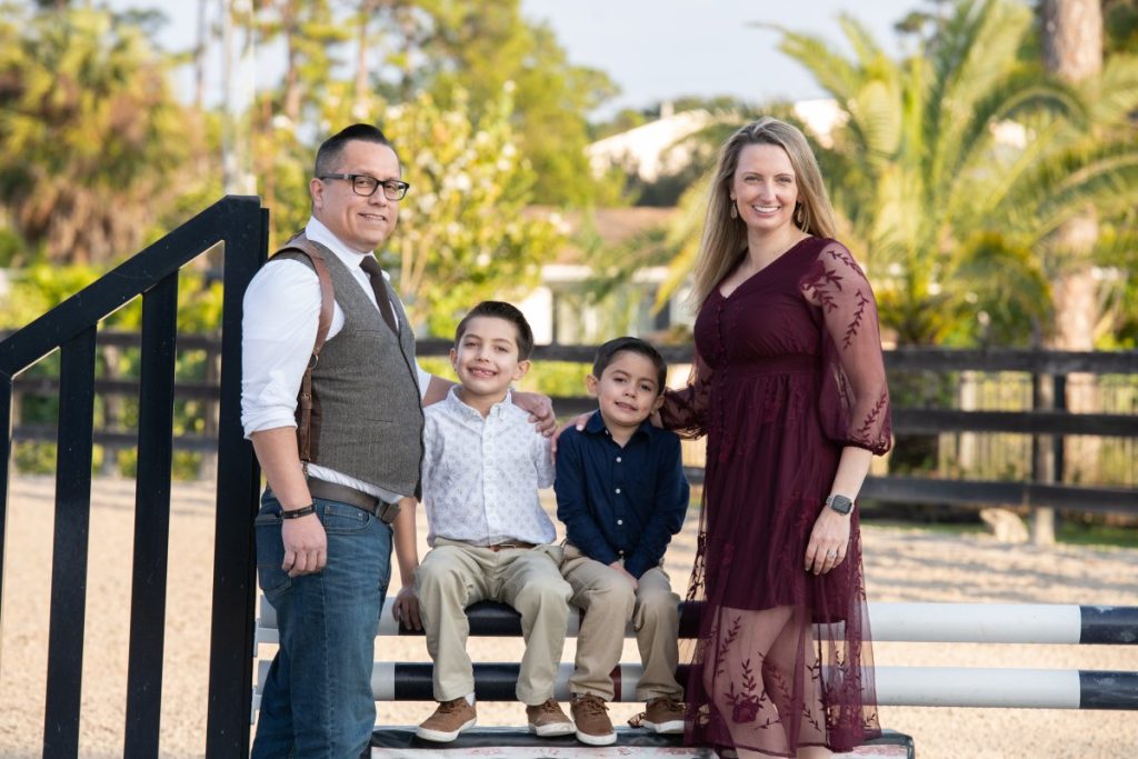 Claire with her family—her husband, Frank, and their sons, Maxwell and Hudson.