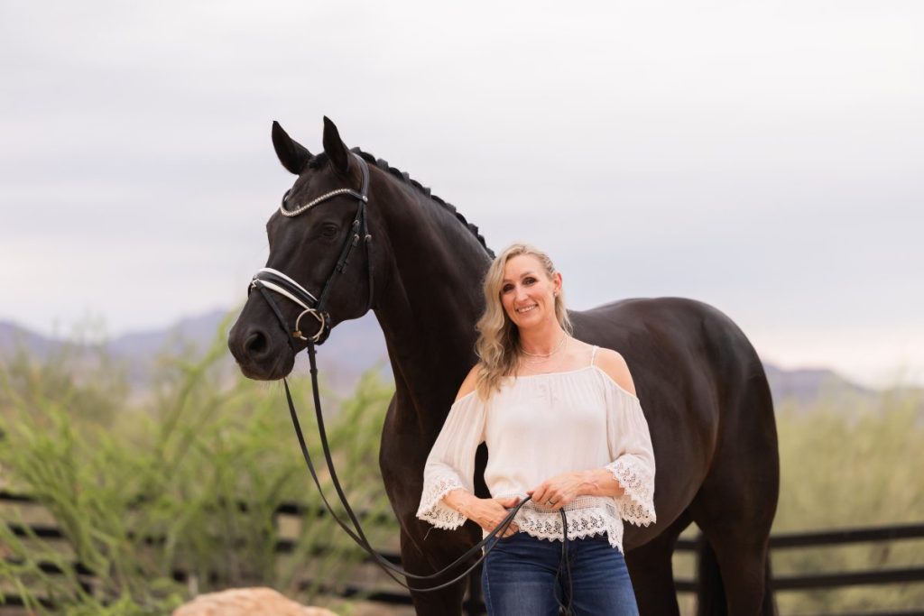 Cyndi with Jack at their Scottsdale, Arizona, home base, where summer temperatures can climb above 115°F.